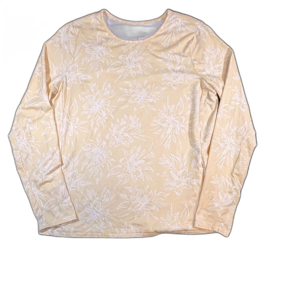 Hang Ten Yellow Long Sleeve Floral Sun Protection Shirt Large